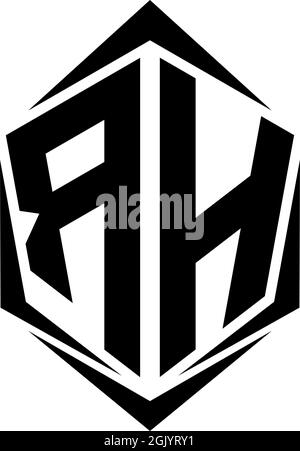 Initial RH logo design with Shield style, Logo business branding. Stock Vector
