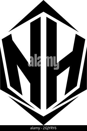 Initial NH logo design with Shield style, Logo business branding Stock Vector