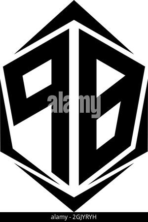 Initial PB logo design with Shield style, Logo business branding. Stock Vector