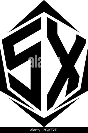SX initial esport logo with simple shield design style vector graphic ...