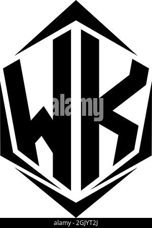 Initial WK logo design with Shield style, Logo business branding. Stock Vector