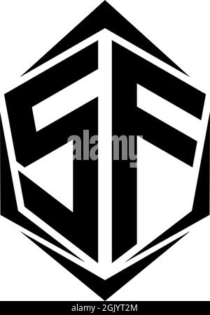 Initial SF logo design with Shield style, Logo business branding. Stock Vector
