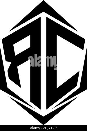 Initial RC logo design with Shield style, Logo business branding. Stock Vector