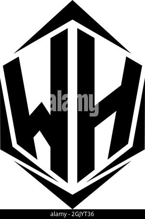 Initial WH logo design with Shield style, Logo business branding. Stock Vector
