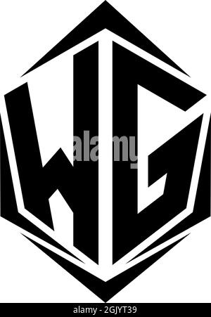 Initial WG logo design with Shield style, Logo business branding. Stock Vector