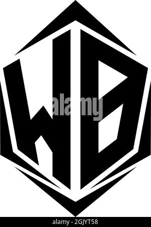 Initial WB logo design with Shield style, Logo business branding. Stock Vector