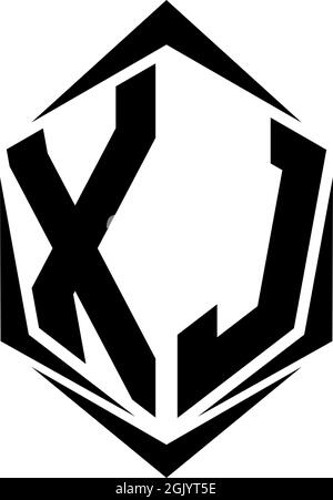 Initial XJ logo design with Shield style, Logo business branding. Stock Vector