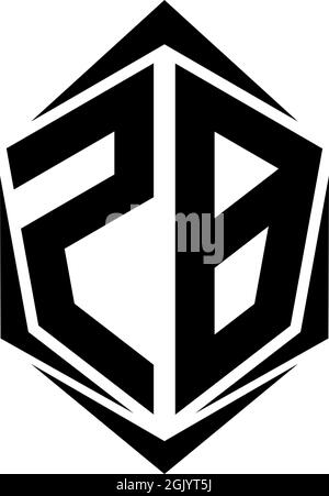 Initial ZB logo design with Shield style, Logo business branding. Stock Vector