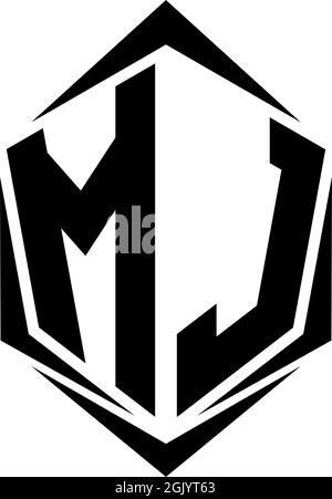 Initial MJ logo design with Shield style, Logo business branding. Stock Vector