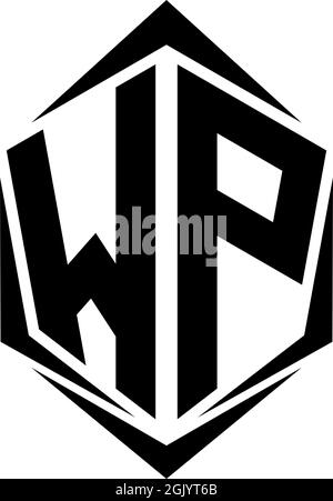 Initial WP logo design with Shield style, Logo business branding. Stock Vector