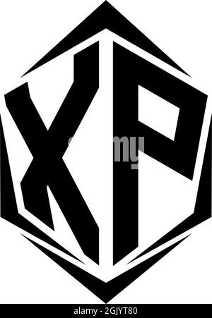 Initial XP logo design with Shield style, Logo business branding. Stock Vector