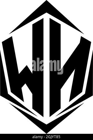 Initial WN logo design with Shield style, Logo business branding. Stock Vector