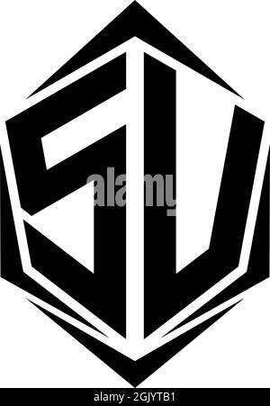Initial SV logo design with Shield style, Logo business branding. Stock Vector