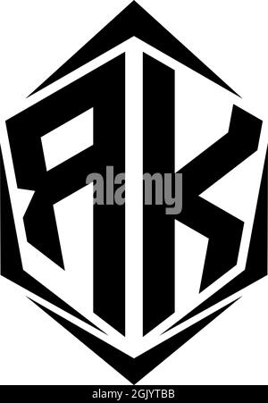 Initial RK logo design, Initial RK logo design with Shield style, Logo business branding. Stock Vector