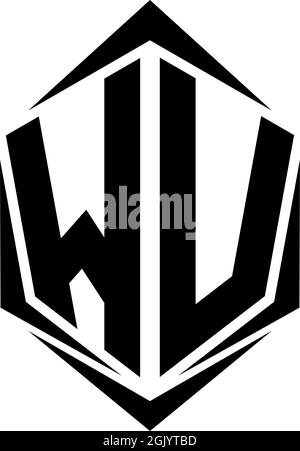 Initial WV logo design with Shield style, Logo business branding. Stock Vector