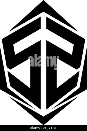 Initial SZ logo design with Shield style, Logo business branding. Stock Vector