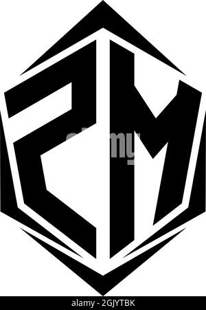 Initial ZM logo design with Shield style, Logo business branding. Stock Vector