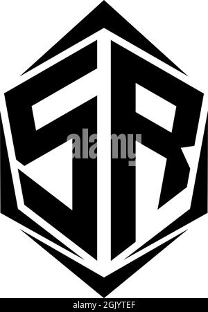 Initial SR logo design with Shield style, Logo business branding. Stock Vector