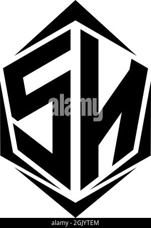 Initial SN logo design with Shield style, Logo business branding. Stock Vector