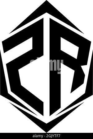Initial ZR logo design with Shield style, Logo business branding. Stock Vector