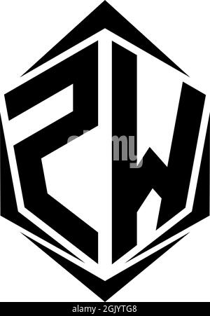 Initial ZW logo design with Shield style, Logo business branding. Stock Vector