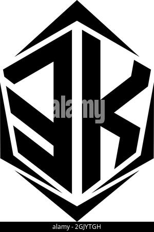 Initial EK logo design, Initial EK logo design with Shield style, Logo business branding. Stock Vector
