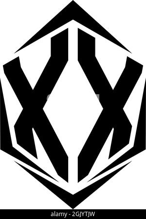 Initial XX logo design with Shield style, Logo business branding. Stock Vector