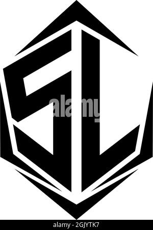 Initial SL logo design with Shield style, Logo business branding. Stock Vector