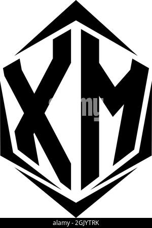 Initial XM logo design with Shield style, Logo business branding. Stock Vector