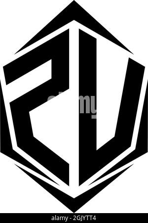 Initial ZV logo design with Shield style, Logo business branding. Stock Vector