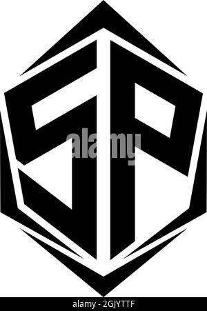 Initial SP logo design with Shield style, Logo business branding. Stock Vector