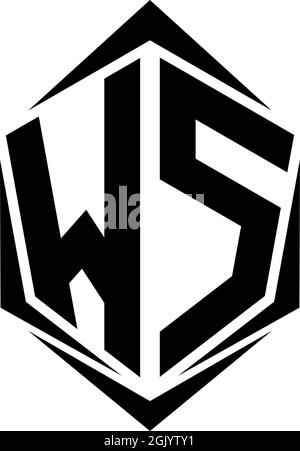 Initial WS logo design with Shield style, Logo business branding. Stock Vector