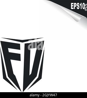 Initial FD logo design with Shield style, Logo business branding. Stock Vector