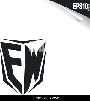 Initial EW logo design with Shield style, Logo business branding. Stock Vector