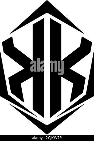 Initial KK logo design, Initial KK logo design with Shield style, Logo business branding. Stock Vector