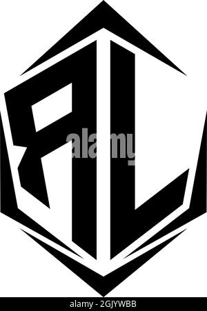 Initial RL logo design, Initial RL logo design with Shield style, Logo business branding. Stock Vector