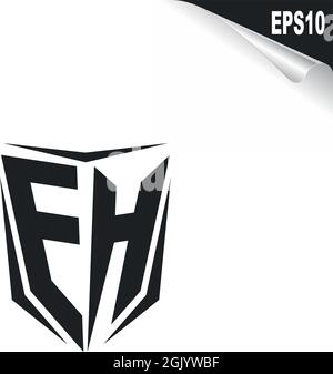 Initial EH logo design with Shield style, Logo business branding. Stock Vector