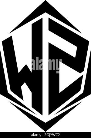 Initial WZ logo design with Shield style, Logo business branding. Stock Vector