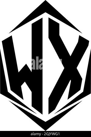 Initial WX logo design with Shield style, Logo business branding. Stock Vector