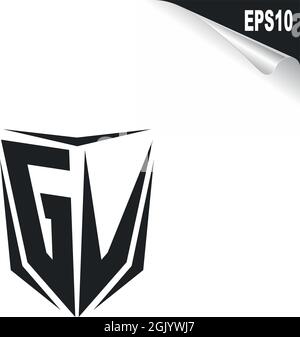 Initial GV logo design with Shield style, Logo business branding. Stock Vector