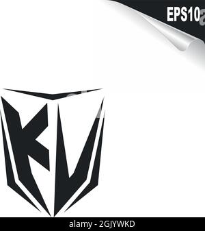 Initial KV logo design with Shield style, Logo business branding. Stock Vector