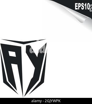 Initial AY logo design with Shield style, Logo business branding. Stock Vector
