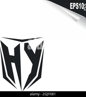 Initial HY logo design with Shield style, Logo business branding. Stock Vector