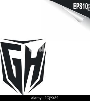 Initial GH logo design with Shield style, Logo business branding. Stock Vector