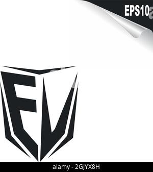Initial EV logo design with Shield style, Logo business branding. Stock Vector