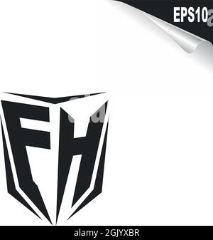 Initial FH logo design with Shield style, Logo business branding. Stock Vector