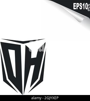 Initial DH logo design with Shield style, Logo business branding. Stock Vector