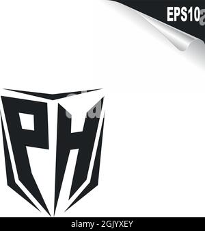 Initial PH logo design with Shield style, Logo business branding. Stock Vector