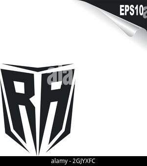 Initial RA logo design with Shield style, Logo business branding. Stock Vector