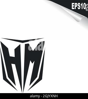 Initial HM logo design with Shield style, Logo business branding. Stock Vector